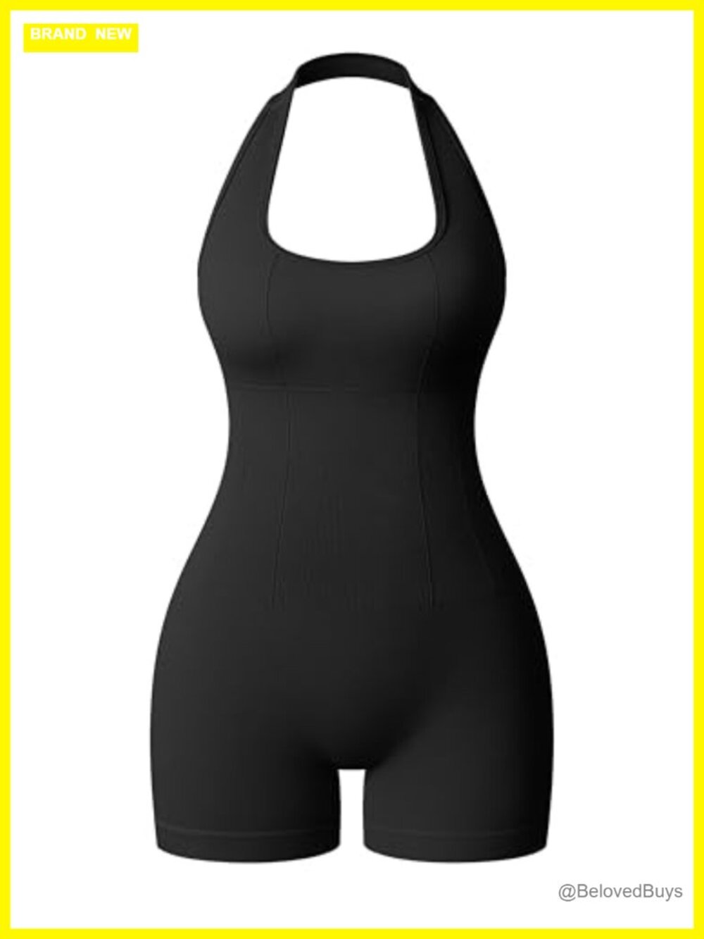 Women's Halter Neck Ribbed Romper Jumpsuit Stretch Casual Summer
